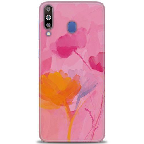 Samsung Galaxy M30 Kılıf HD Baskılı Kılıf - Turuncu Pembe + Tam Ekran Koruyucu