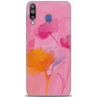 Samsung Galaxy M30 Kılıf HD Baskılı Kılıf - Turuncu Pembe + Tam Ekran Koruyucu