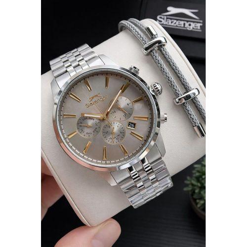 Slazenger İtalyan Tasarım Bileklik Hediyeli 2 Yıl Garantili 10 Atm Çelik Erkek Kol Saat ESL1812.E.11