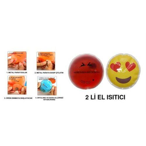 Kalp Emoji Kırmızı Ceylan Cep Sobası,El Isıtıcı,2 Adet Sıcak Su Torbası Pvc 9Cm