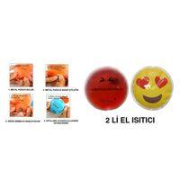 Kalp Emoji Kırmızı Ceylan Cep Sobası,El Isıtıcı,2 Adet Sıcak Su Torbası Pvc 9Cm