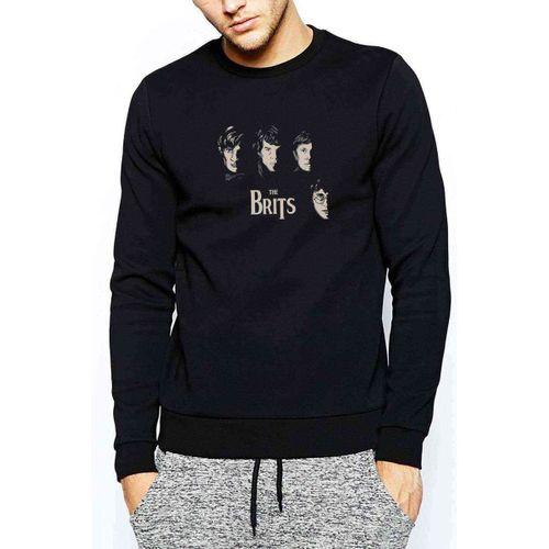 The Beatles Minimalist Metal Rock Music Baskılı Siyah Erkek Sweatshirt