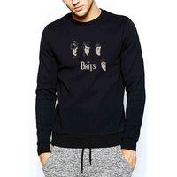 The Beatles Minimalist Metal Rock Music Baskılı Siyah Erkek Sweatshirt