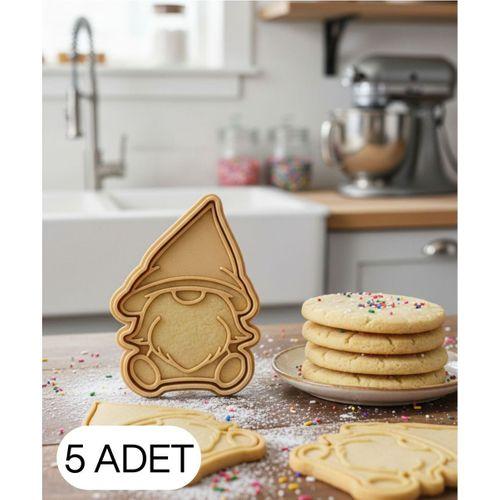 5Li Sevimli Oturan Noel Cücesi Şekillendirici Kalıp Kurabiye Hamur Kesici Seti