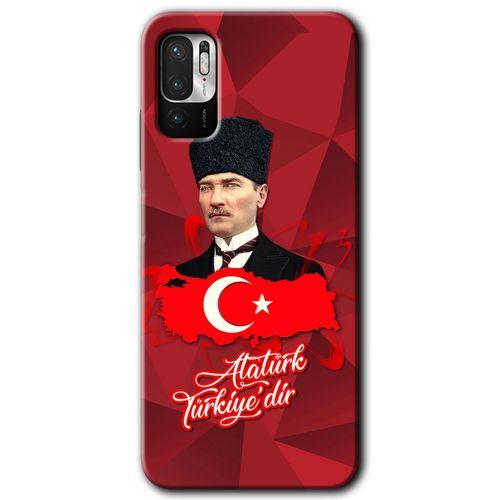 Xiaomi Redmi Note 10 5G Kılıf HD Desen Baskılı Arka Kapak + Temperli Cam - Atatürkiye