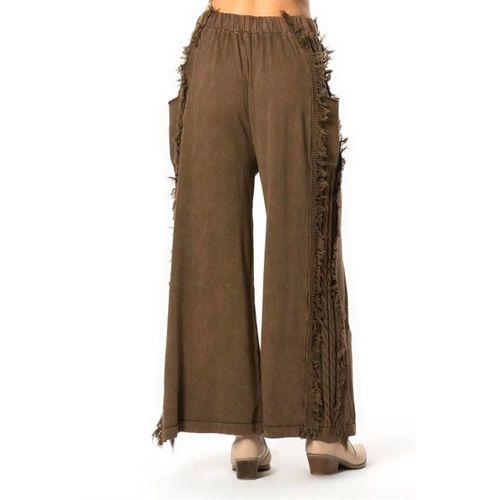 Beli Lastikli Aylin Sonbahar ve Kışlık Uzun Cepli Triko Pantolon Kahve Khv