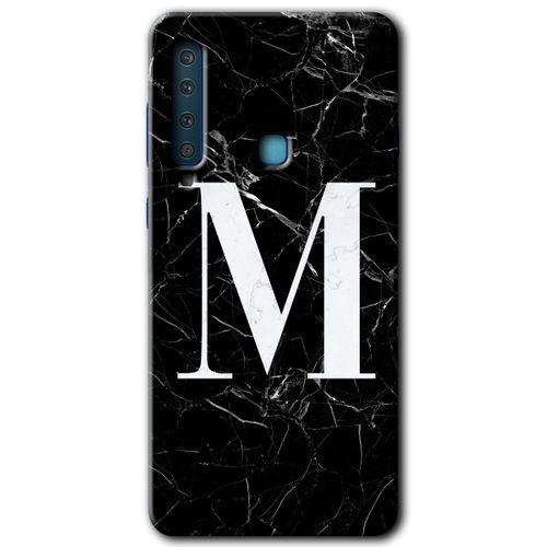 Potkal Hediye Fabrikası Samsung Galaxy A9 2018 Kılıf HD Desen Baskılı Arka Kapak - Siyah Mermer Desenli M Harfi