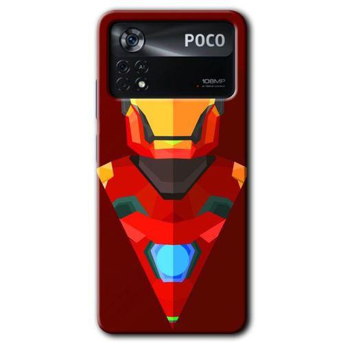 Poco x4 Pro Kılıf HD Desen Baskılı Arka Kapak + Temperli Cam - İron Man Çizim