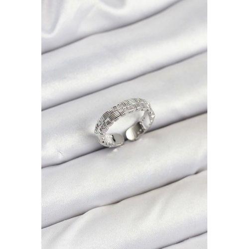 Pirinç Gümüş Renk Zirkon Taşlı Sırım Kadın Yüzük