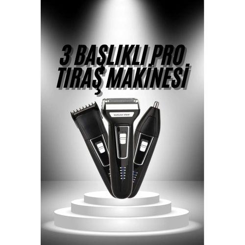 3'lü Set Saç Sakal Kesme Traş Makinesi Burun Kılı Alma Tıraş Makinesi
