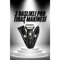 3'lü Set Saç Sakal Kesme Traş Makinesi Burun Kılı Alma Tıraş Makinesi