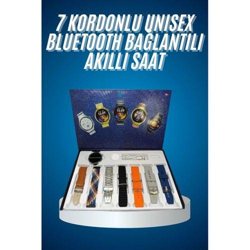 Unısex Yuvarlak Ekranlı 7 Kordonlu Akıllı Saat Gps Destekli Çoklu Kordon Seçeneği