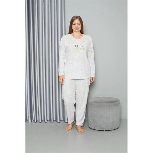 Welsoft Polar Kadın Büyük Beden Pijama Takımı Ekru