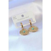 316L Çelik Gold Renk Daire Model İşleme Detay Kadın Küpe