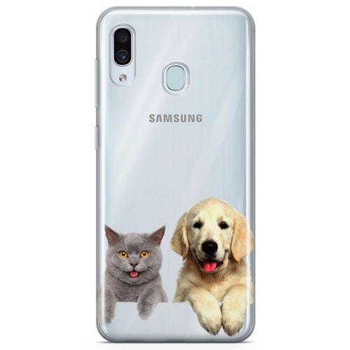 Samsung Galaxy A30 Kılıf Scottish Fold Kedi Ve Köpek Arka Kapak Koruma Desenli Full Koruyucu