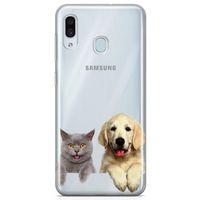 Samsung Galaxy A30 Kılıf Scottish Fold Kedi Ve Köpek Arka Kapak Koruma Desenli Full Koruyucu