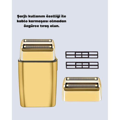 Erkek Saç Sakal Tıraş Makinesi Kablolu Altın Renk Dayanıklı