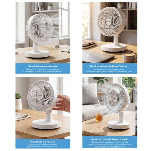 12" Masaüstü Vantilatör - Kompakt Sessiz 2 Kademeli (Ev & Ofis)