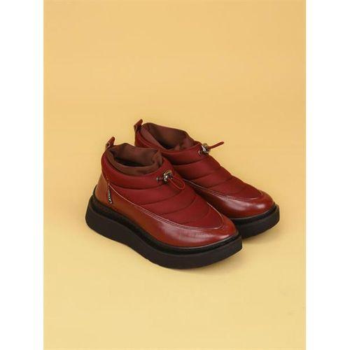 LUXOR Kadın Dolgulu Kışlık Bordo Sneaker Bot