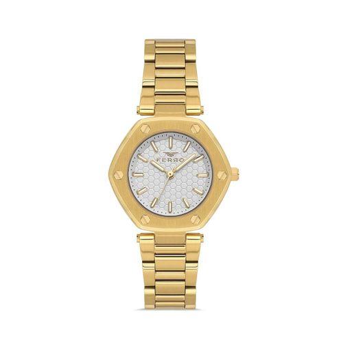 Ferro FL43006A-B Quartz Çelik Altın Rengi 32 mm Kadın Kol Saati
