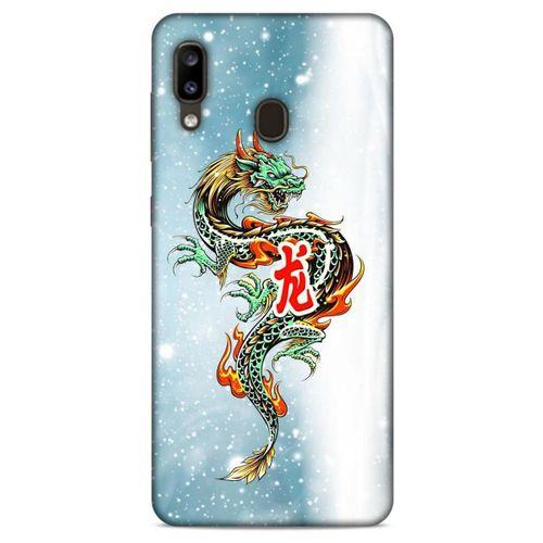 Samsung Galaxy A20 Kılıf Dragons (29) Arka Koruma Kılıfı Tatoo Mavi Ejderha