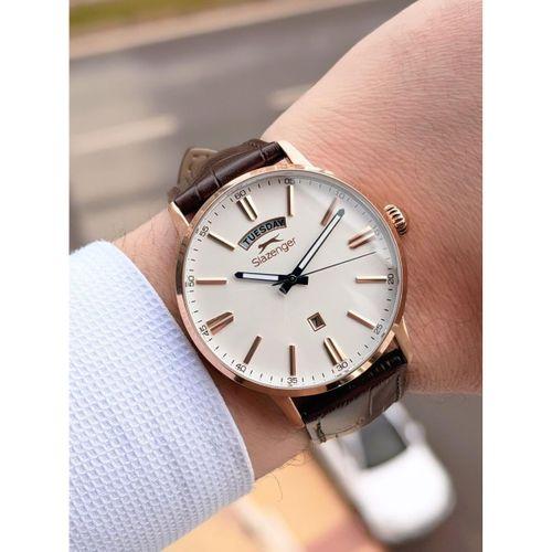 Slazenger Erkek Deri kordon Bileklik Hediyeli 2 Yıl Garantili Suya Dayanıklı Kol Saati VS.BLKT.0757