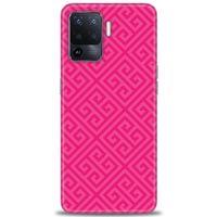 Oppo Reno 5 Lite Kılıf HD Baskılı Kılıf - Pembe Mozaik + Tam Ekran Koruyucu