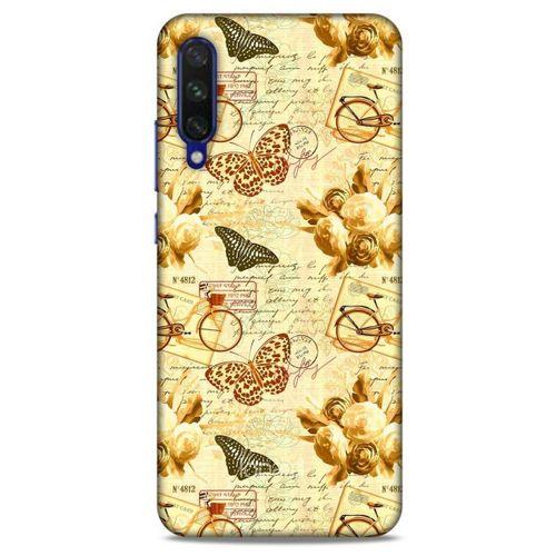 Xiaomi Mi A3 Kılıf Kelebek Etkisi (33) Hybrid Kılıf Kahverengi Turuncu