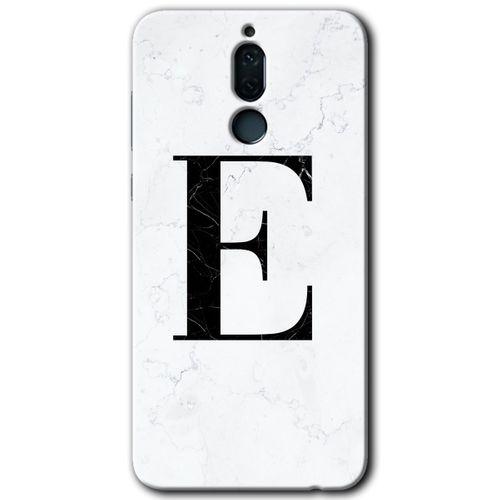 Huawei Mate 10 Lite Kılıf HD Desen Baskılı Arka Kapak - Beyaz Mermer Desenli E Harfi