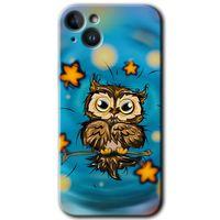 iPhone 14 HD Baskılı Kılıf + 9D Tam Ekran Koruyucu - Owl Bird Stars