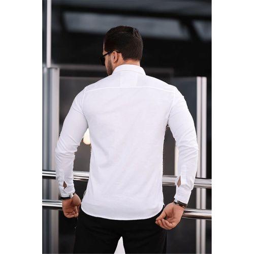 Likralı Regular Fit Nefes Alabilir Klasik Erkek Oxford Gömlek - Beyaz