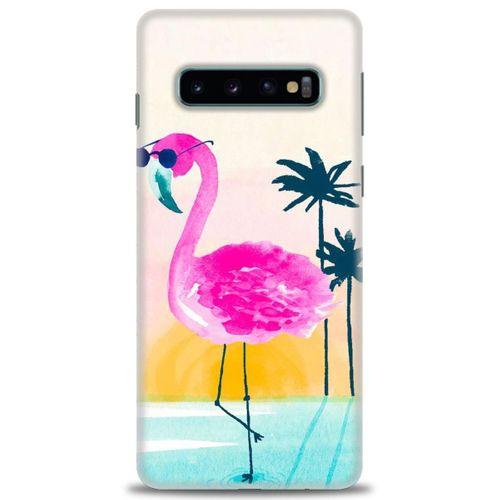 Samsung Galaxy S10 Kılıf HD Baskılı Kılıf - Flamingo + Tam Ekran Koruyucu
