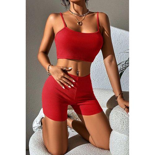 Kadın Kırmızı Şortlu Kaşkorse Gecelik Takım