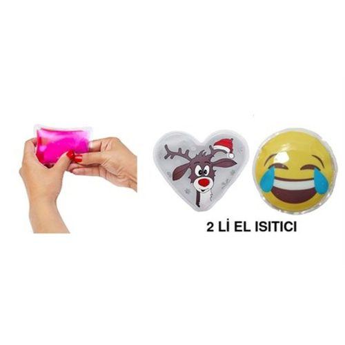 Gülen Emoji Beyaz Geyik Cep Sobası,El Isıtıcı,2 Adet Sıcak Su Torbası Pvc 9Cm