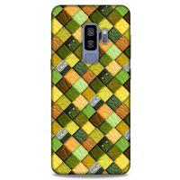 Samsung Galaxy S9 Plus Kılıf Patchwork (49) Ultra Silikon Kılıf Sarı Yeşil