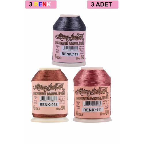 3 Adet Altınbaşak Oya ve Dantel İpi 20 gr - Royaleks - No: 938 - 111 - 119