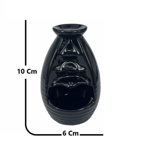 Porselen Geri Akış Tütsü Brülörü +5 Aromatik Tütsü CA4 Siyah