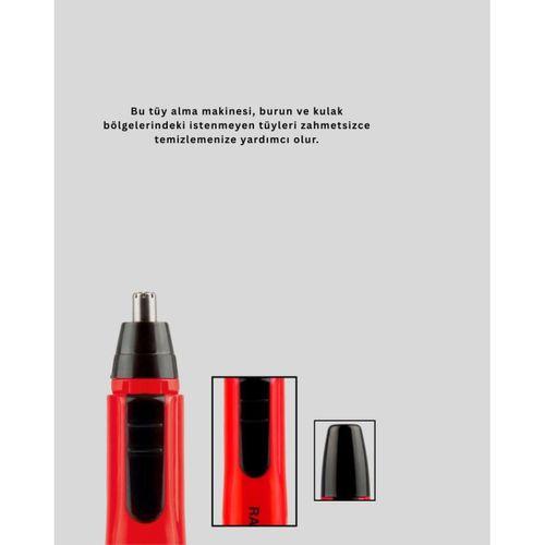 Raks Kırmızı Tüy Temizleme Cihazı Kulak Burun Pilli Ergonomik
