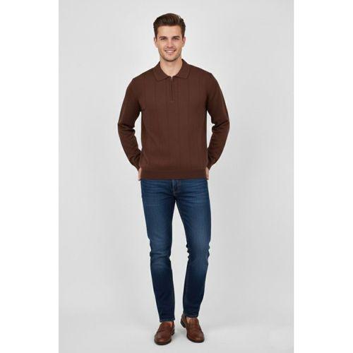 Erkek Polo Yaka Fermuarlı Triko Kazak Regular Fit  7019 BGL-ST04922