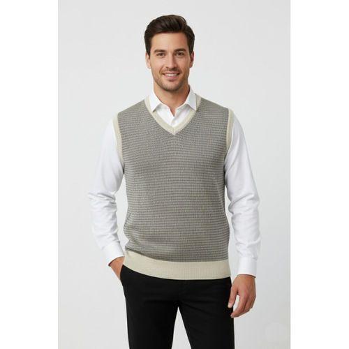 Erkek V Yaka Süveter Çelik Örgü Regular Kalıp BGL-ST04840