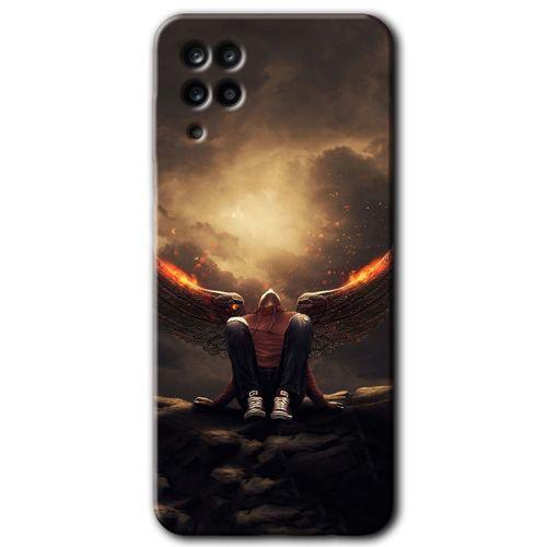 Samsung Galaxy A12 Kılıf Baskılı Kapak - Wings of Power +Tam Kaplayan Mat Seramik