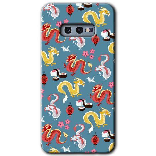 Samsung Galaxy S10e Kılıf Baskılı Kapak - Funky Dragon + 5D Tam Kaplayan Cam