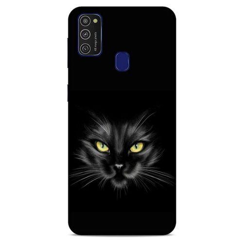 Lopard Samsung Galaxy M21 Uyumlu Kılıf Kediler (45) Liquid Air Kılıf Sarı Asalet