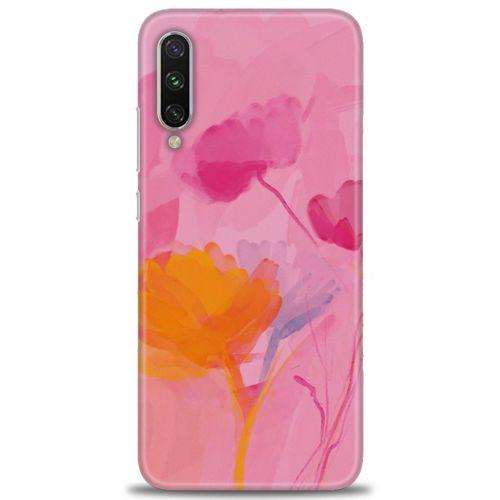 Xiaomi Mi A3 Kılıf HD Baskılı Kılıf - Turuncu Pembe + Tam Ekran Koruyucu
