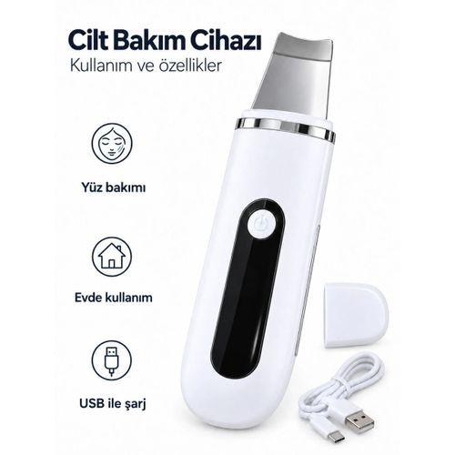 Metal Spatula Başlıklı Koruyucu Kapaklı Şarj Edilebilir Yüz Bakım Cihazı