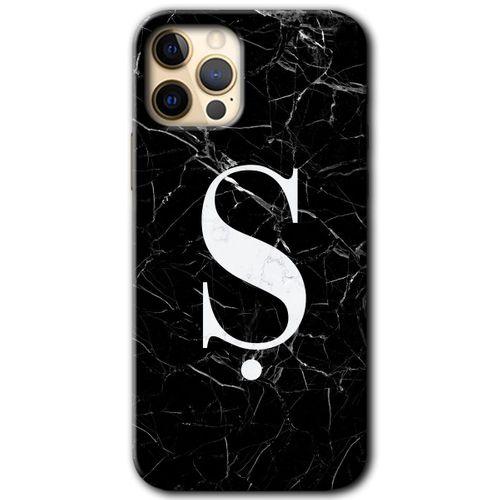 iPhone 11 Pro Kılıf Baskılı Kapak - Siyah Mermer Desenli Ş Harfi +Tam Ekran Koruyucu