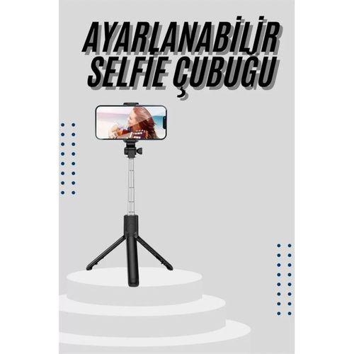 Tripod Selfie Çubuğu Bluetooth Kumandalı Kablosuz Led Işıklı