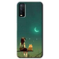 Vivo Y20s Kılıf HD Desen Baskılı Arka Kapak - Kedili Kız + Kırılmaz Cam