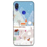 Xiaomi Redmi Note 7 Kılıf Snowix (40) Fit Silikon Kılıf Beyaz Mavi