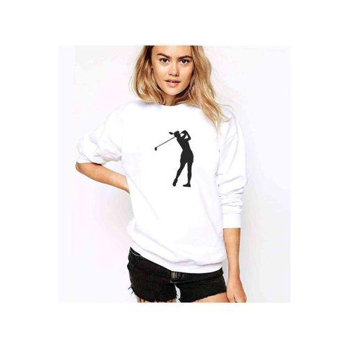 Silhouette Golf Baskılı Beyaz Kadın Sweatshirt